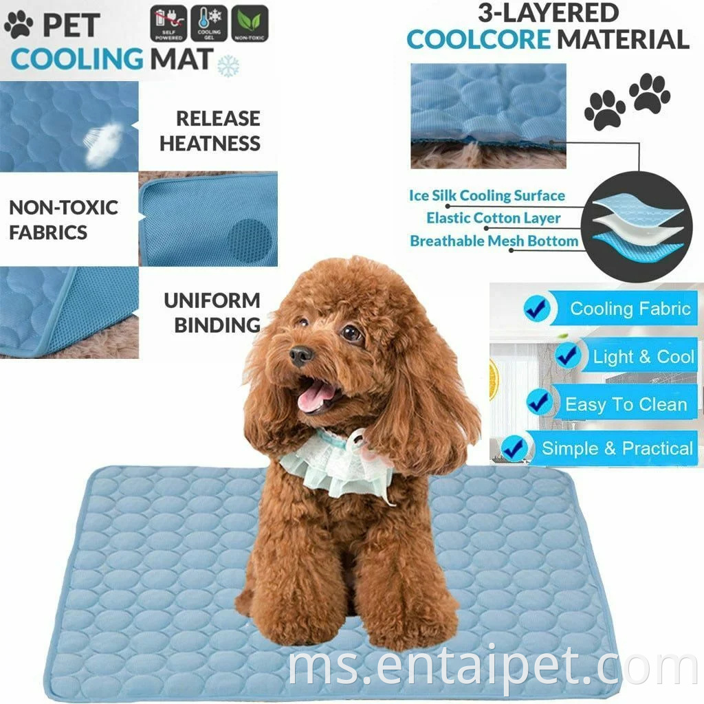Anjing penyejuk musim panas katil sejuk pad mewah haiwan peliharaan tikar